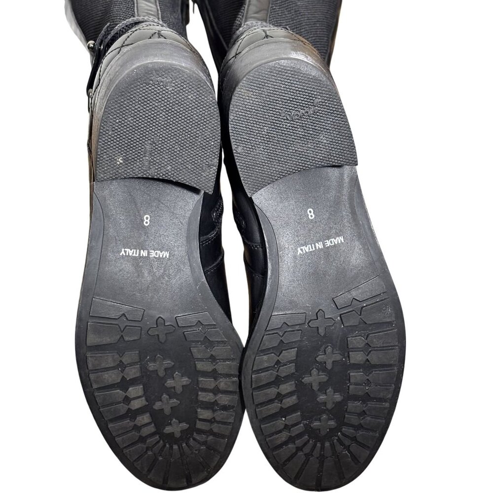 Aquatalia Oralie Equestrian Knee High Boot 8 Black Leather Side Zip Quilted - Picture 15 of 15